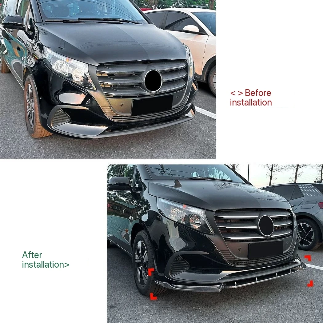 Фото Трехсекционный передний спойлер-диффузор Flying Wing для Mercedes-Benz W447 W448 V300 V-Class №2