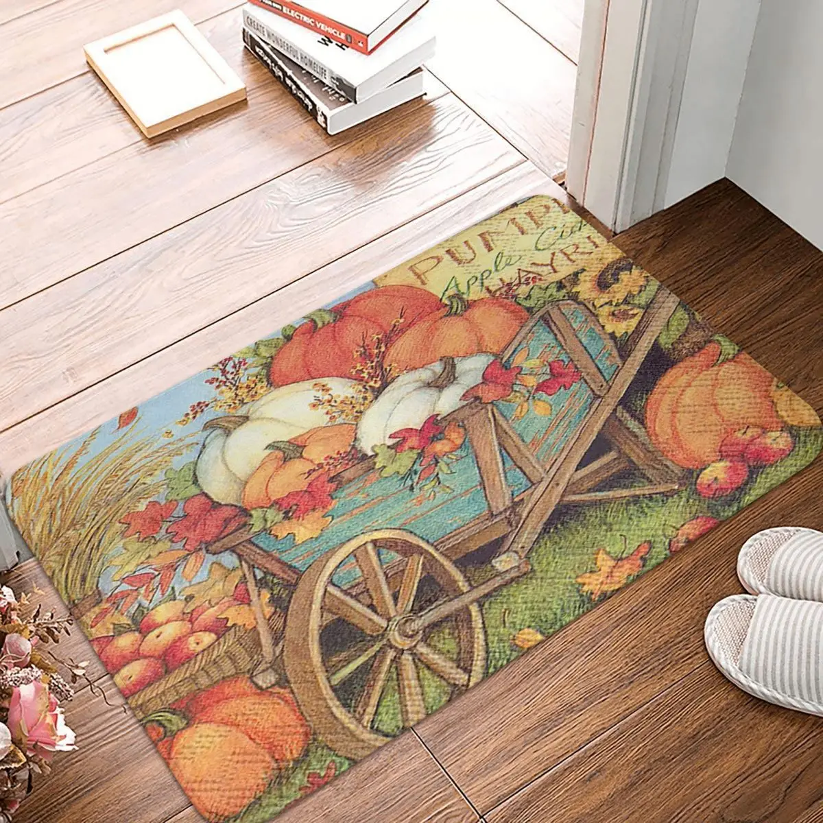

Vintage Cartoon Hand Painted Pumpkin Doormat Bedroom Welcome Polyeste Entrance Balcony Mat Decor Floor Rug Door Mat Bath Mat