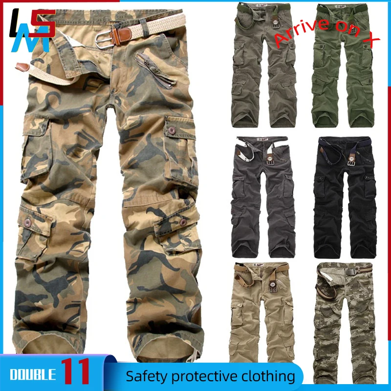 

LSM Cargo Pants Men 2022 New Camouflage Trousers Casual Multi-pocket Army Work Combat Pants Mens Military Cargo Pants Plus Size