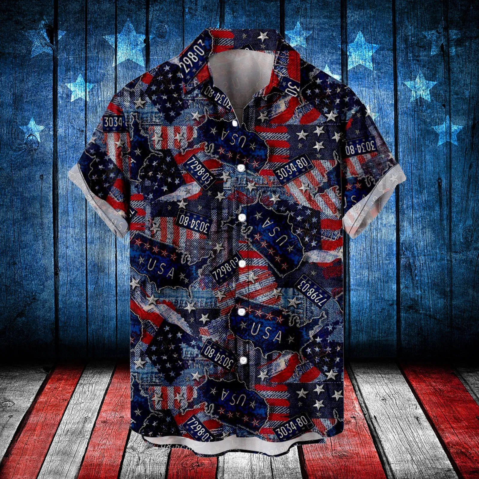 

Mens White Shirt Mens Fashion And Leisure Independence Day 3D Digital Printing Buckle Lapel Tall Men's Shirts Mens T Shirt 3xlt