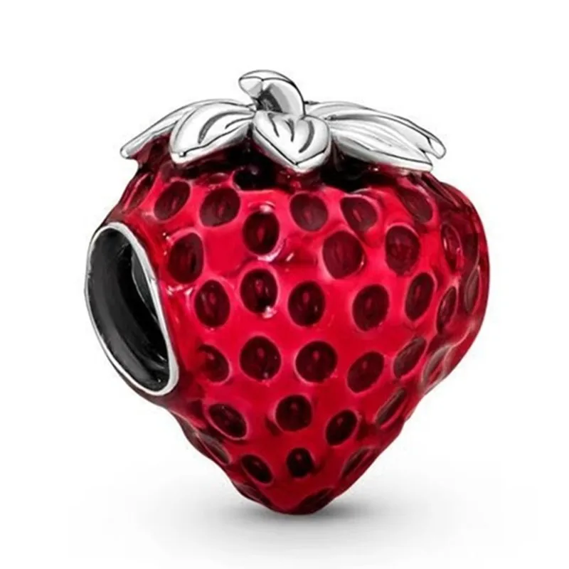 

Authentic 925 Sterling Silver Moments Seeded Strawberry Fruit Charm Bead Fit Women Pandora Bracelet & Necklace Jewelry