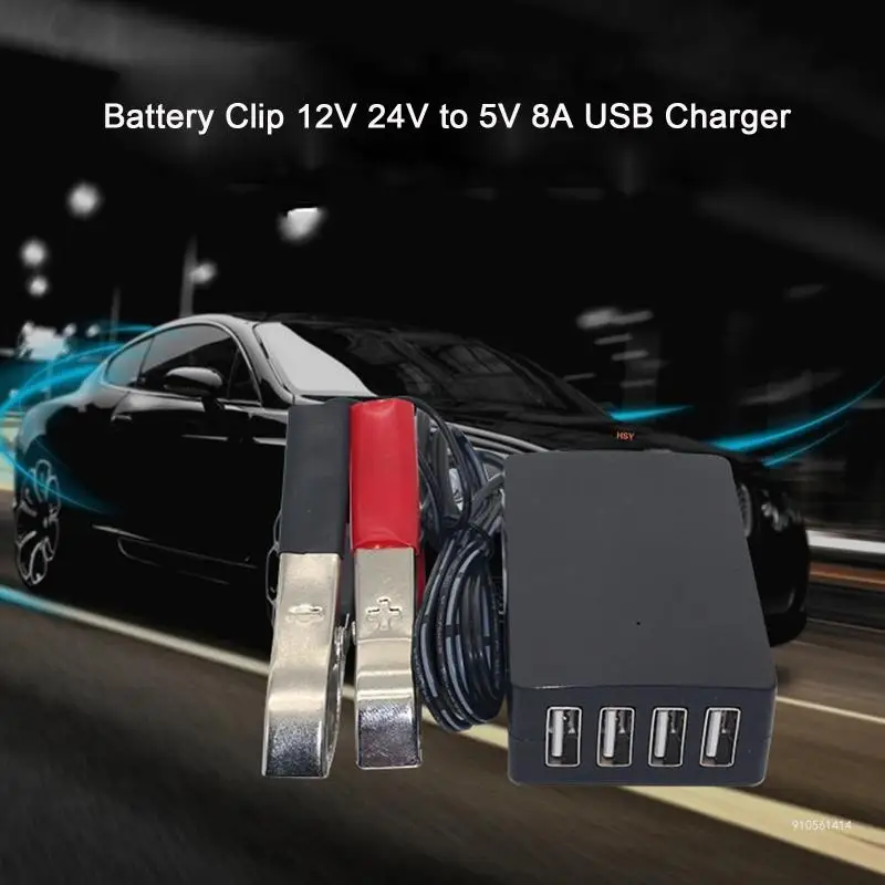 Для преобразователя постоянного тока с зажимом для батареи 12–24 В до 5 USB быстрое