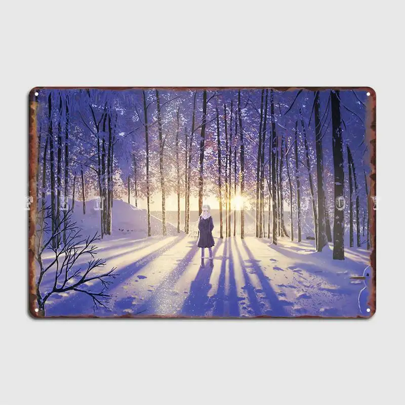 

Winter Sunrise Metal Sign Personalized Pub Garage Plaques Club Home Tin Sign Poster