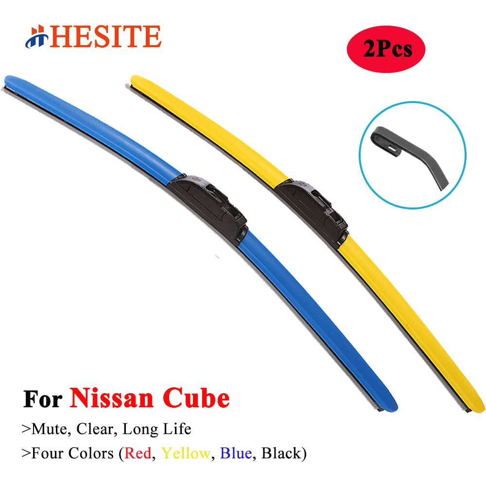 HESITE Colorful Windshield Wiper Blades For Nissan Cube Z11 Z12 Hatchback 2003 2008 2010 2015 2018 2019 2020 2021 Red Car Wipers
