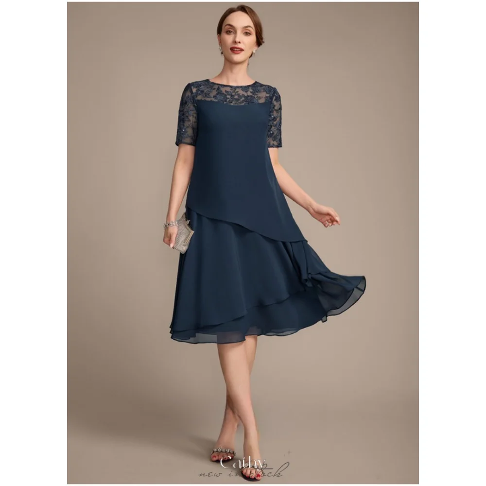 Cathy Темно-синие многослойные свадебные платья на тонких бретельках длиной до