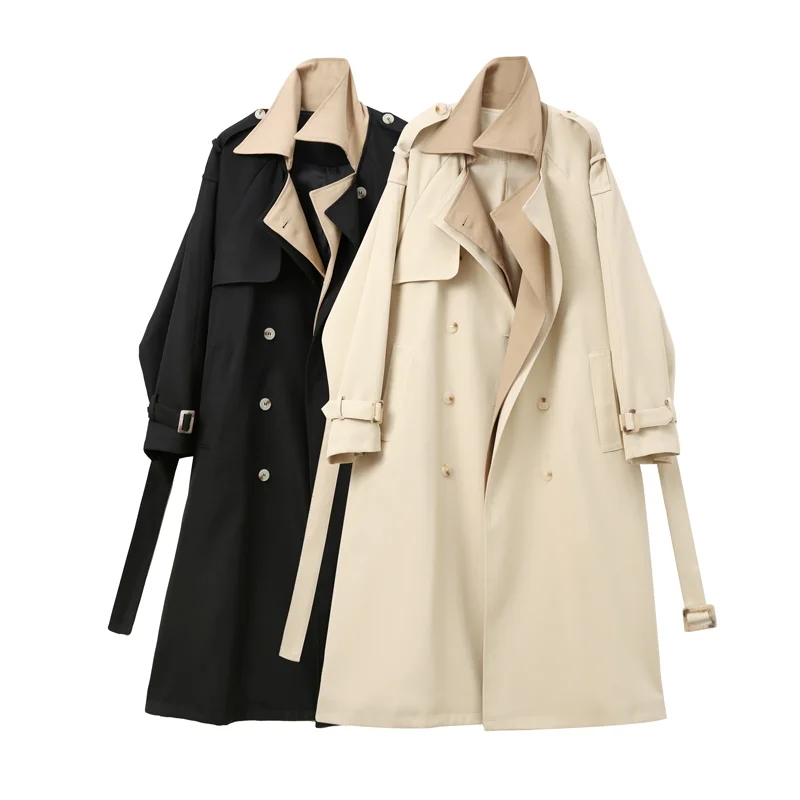 

British Style Mid Length Trench Coat Women's Spring Autumn Fashion Temperament Commuting Long Sleeve Windbreaker Jacket Female
