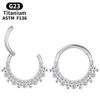 Tragus Titanium Piercing Zircon Cartilage Helix Industrial Nose Ring Woman G23 Clicker Body Jewelry Charming Earrings Septum
