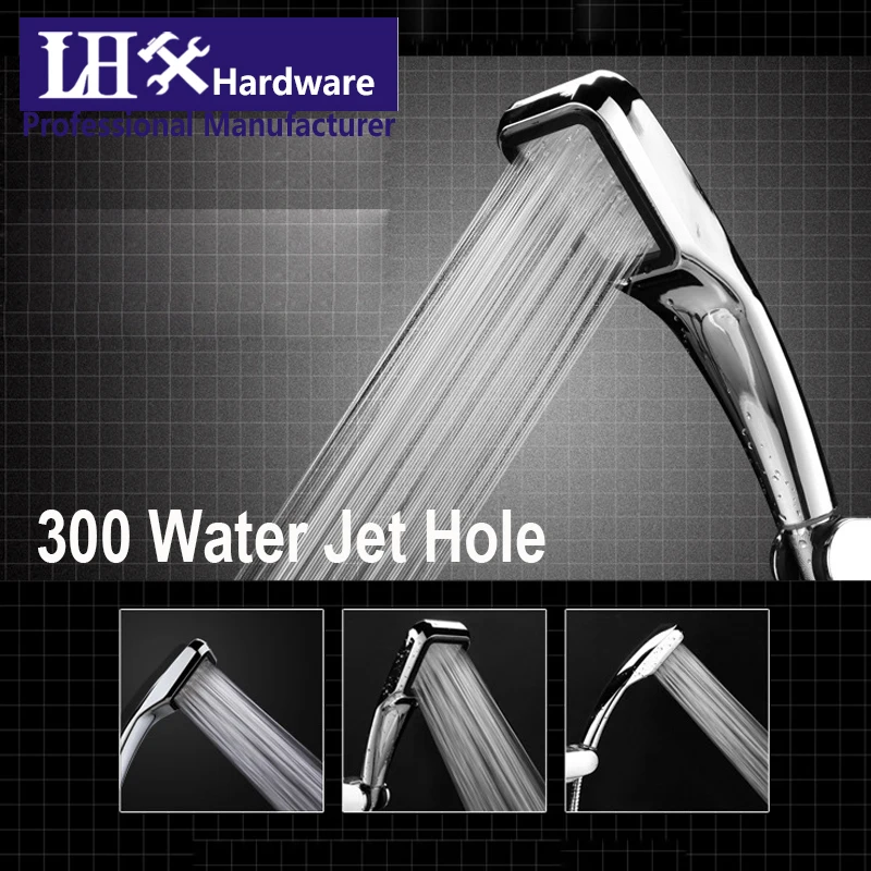 

300 Water Jet Hole Handheld Shower Pressure Boosting Power Massage Shower Head With Arm Showerhead Bathroom Accessory YP143 F