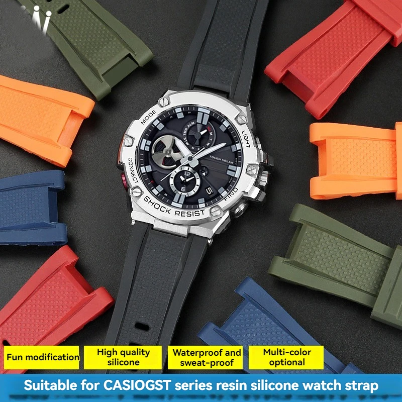 Фото Для часов Casio GST-B100D/S100G/S300/S310/410/W100 gst-210 Водонепроницаемый спортивный силиконовый ремешок для часов из смолы для мужчин №1