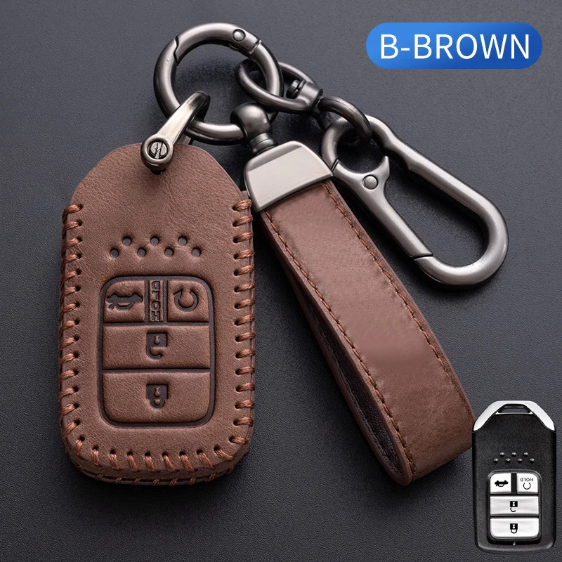 

Super Quality Top Cowhide Car Key Cover Case Remote Holder Keychain for Honda CIVIC ACCORD FIT ODYSSEY ACURA TLX-L