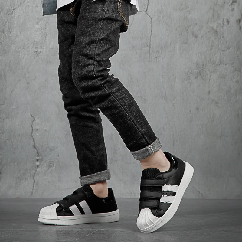 Fashion Printed White Black Low-cut Kid Sneakers Skateboard Comfort Children Shoes Boys Shell Sneakers Girls tenis infantil 2022