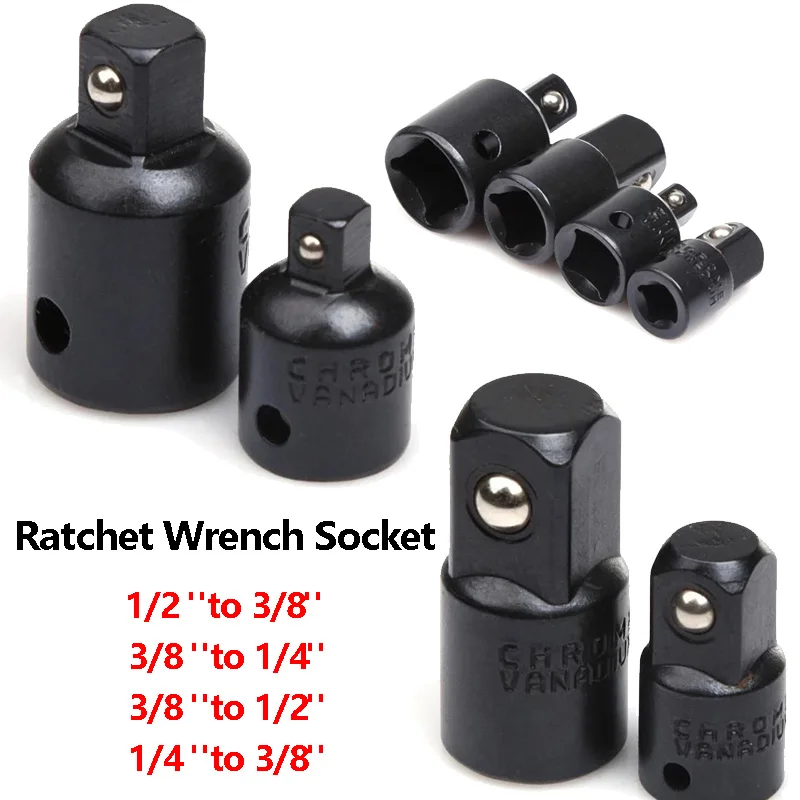 

4Pcs 1/4 3/8 1/2 Ratchet Wrench Socket Adapter Spanner Keys Set Converter Drive Reducer Electrophoresis Process Blacken Tools