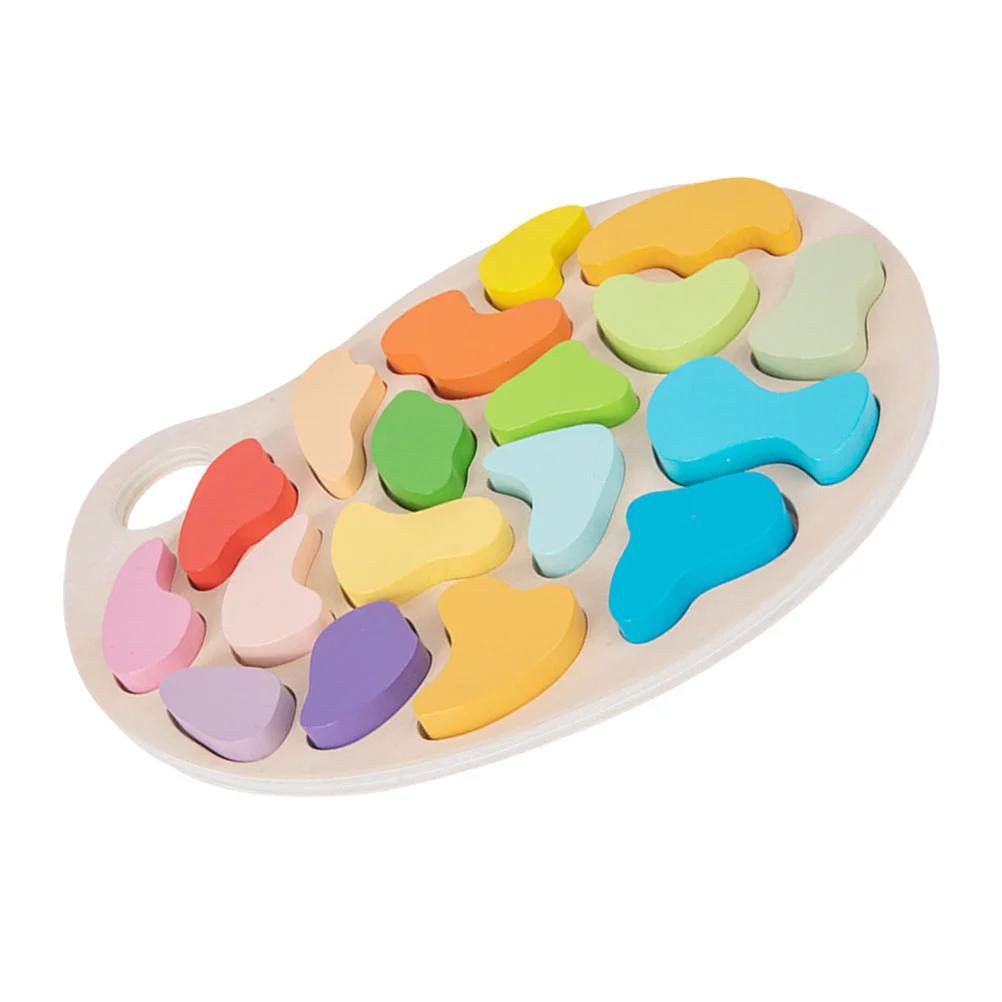 

1 Set of Simulation Color Mixing Plate Wooden Puzzle Kids Color Matching