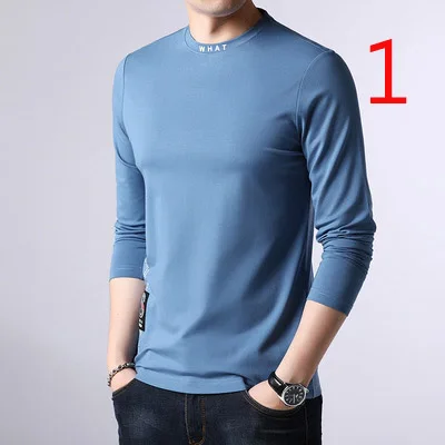 

Autumn new men's round neck long-sleeved T-shirt cotton top