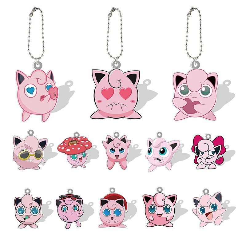 

Pokémon Clefairy Clefable Jigglypuff Wigglytuff Keychains Acrylic Pendants Doll Resin Key Chains Jewelrys BKM462