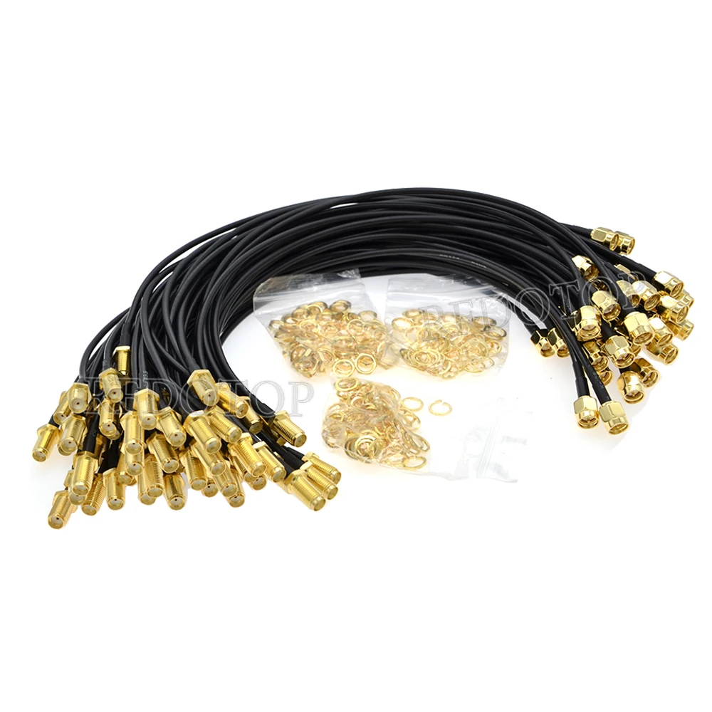 Фото 1 шт. LMR100 кабель SMA к SMA «папа/гнездо» 50 Ом LMR-100 RF коаксиальный косичка WIFI антенна удлинительный соединительный кабель 5 см-20 м №2