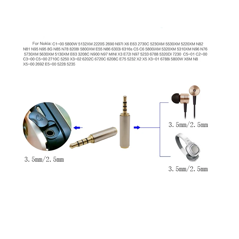 1 шт. металлический 2 5 мм штекер на 3 гнездовой коннектор разъем 4-полюсный