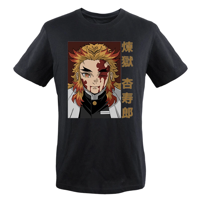 

Demon Slayer Anime Summer Mens Tshirts Kimetsu Rengoku Graphic Male Tops Tees Short Sleeve O-neck T-shirt Crewneck Camisetas