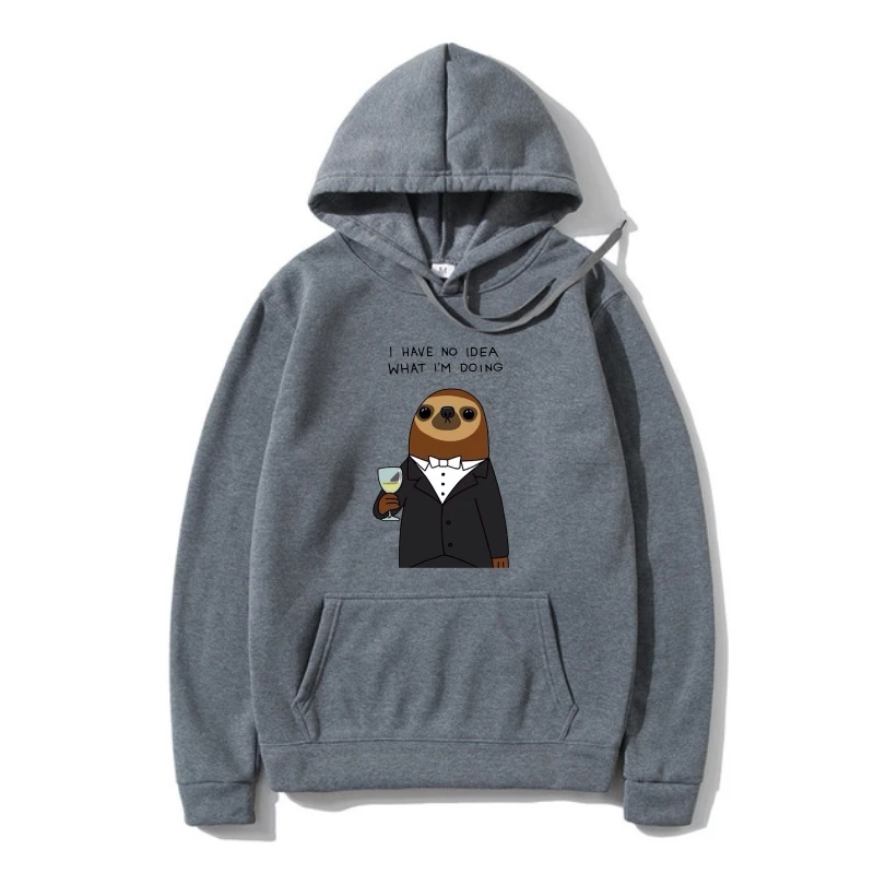 

Я не знаю, что я делаю Ленивец в забавной унисекс толстовке Sui (4 цвета), мультяшная толстовка, мужская, унисекс, новая мода, пот