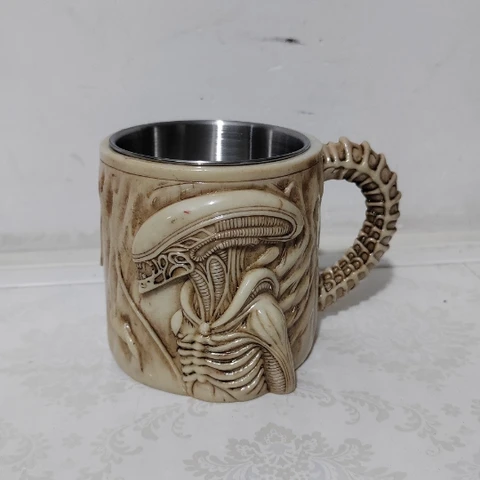 Кружка Xenomorph, кофейная кружка в форме инопланетянина с держателем, креативный домашний декор, настольное украшение, 3D графический дизайн, кружка из смолы для напитков