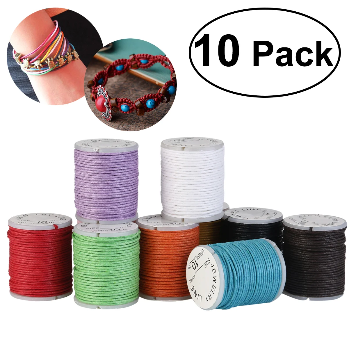 

Cord Cotton Waxed Wax Macrame 1Mm String Band Thread Diy Jewelry Beading Making Rainbow Braided Braceletleather
