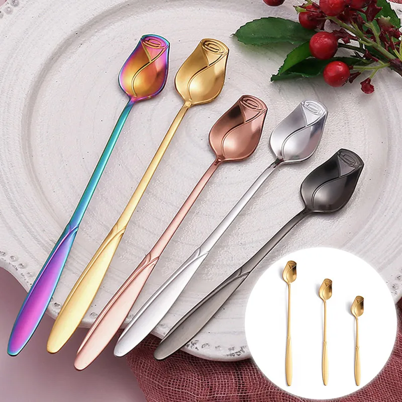 

Женская десертная ложка для чая из нержавеющей стали, ложка для смешивания меда, салата, фруктов, чая, кухонные аксессуары, посуда