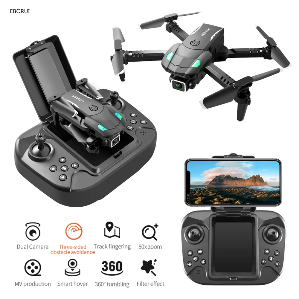 

EBORUI S128 Mini RC Drone with 4 sides Avoid Obstacle WiFi FPV 4K HD Cameras Altitude Hold Foldable RC Quadcopter Helicopter RTF