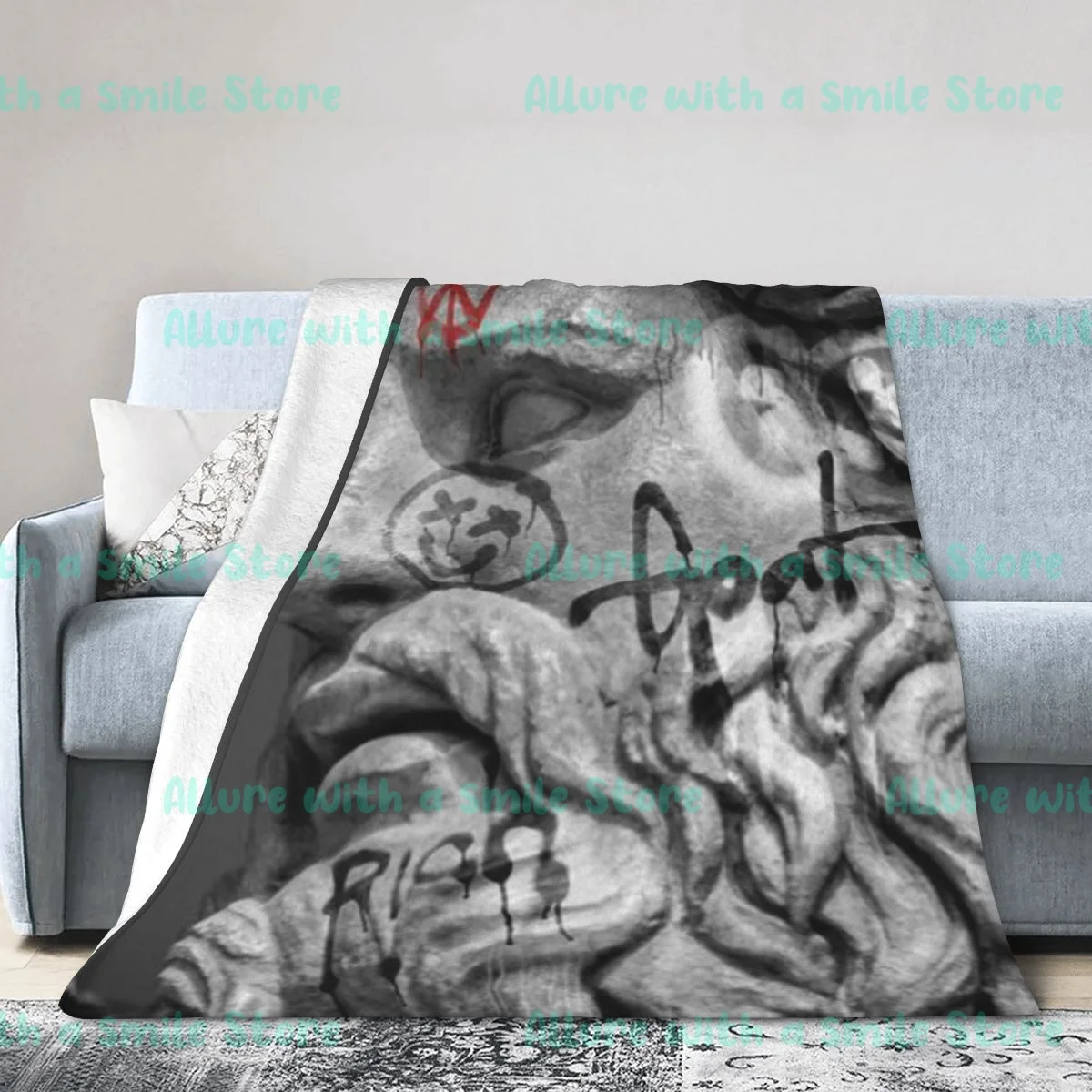 

Graffiti Art Statue Love Chris Bellini Poster--3D Bed Blanket-Sofa Blanket-Flannel-Warm Bedding-Home Travel-Adult Kids