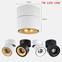 surface mounted dimmable led downlights cob led spot ceiling lamps 7w 12w 15w foldable rotation 360 degree rotatable background