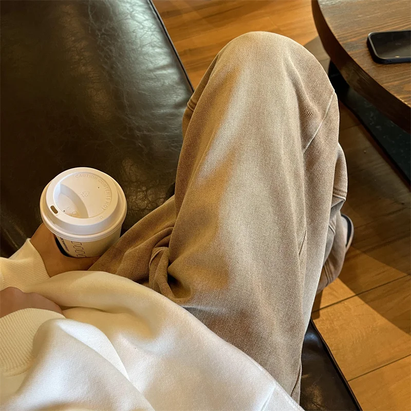 Brown White Black Baggy Jeans Men Fashion Retro Casual Straight Jeans Men Streetwear Korean Loose Denim Pants Mens Trousers