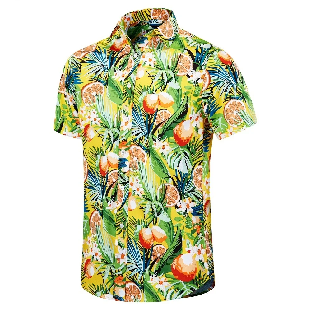 Euow Loose Breathable Trendy Cool Fashion Hawaiian Shirts Men 2022 Beach Party Tops Short Sleeves Summer Men's Aloha Shirts