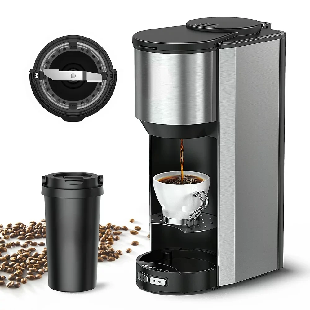 

& Espresso Single-Serve Coffeemaker Grinding and brewing in one With Mug, Black