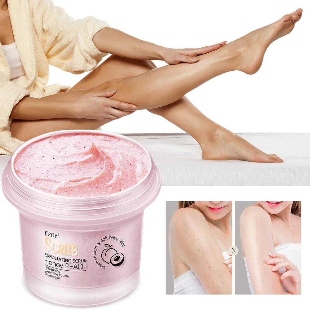 

100g Sweet Peach Body Scrub Brighten Skin Gentle Exfoliating Scrub Deep Cleansing Cutin Soft Smooth Skin Delicate Scrub