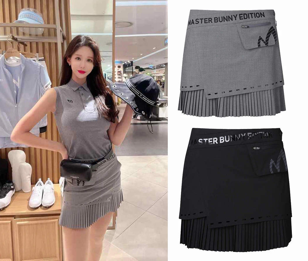 

Korean Golf Women's Summer Short Skirt Sports Casual Skirt Waist Small Decorative Bag Printing LOGO Skirt