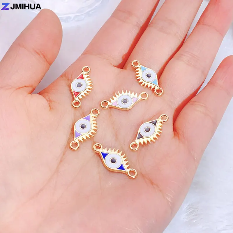 15pcs Enamel Charms Connectors Turkish Evil Eye Connector For Jewelry Making Findings DIY Handmade Bracelets Anklets Accessories
