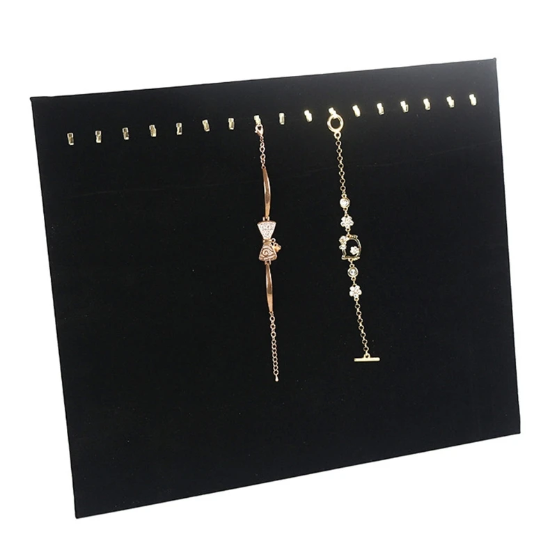 

Velvet Necklace Holder Display Stand Single/Double Row Hooks Holds up to 17/28 Chains for Ideal for Shows Retail Home