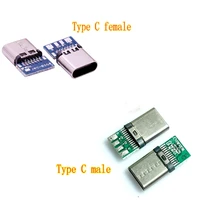 10pcs usb 3 1 type c connector 24 pins male female socket receptacle adapter to solder wire cable 24 pins support pcb board