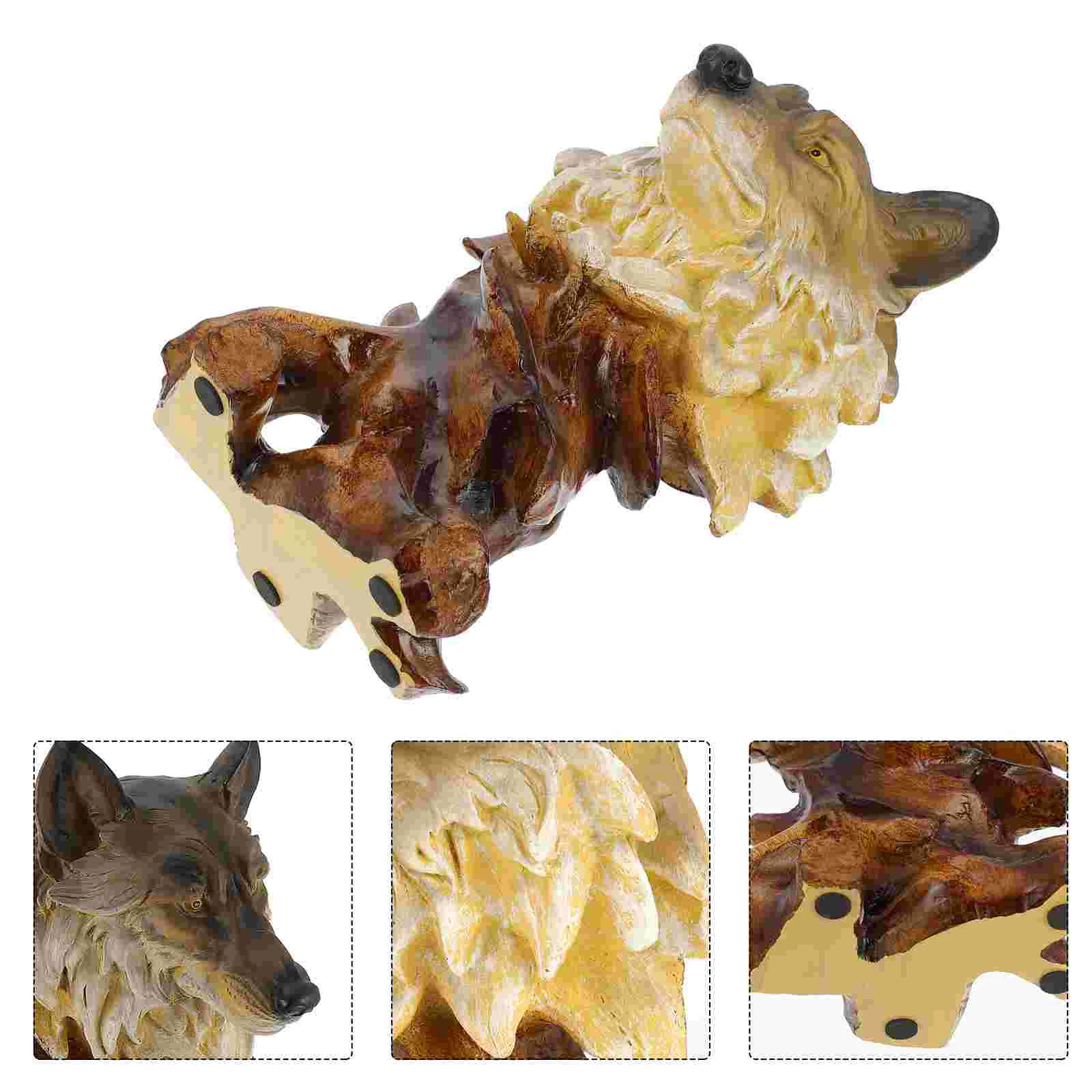 

1pc Resin Craft Animal Head Figurine Creative Wolf Head Modeling Desktop Decor