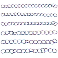 10pcslot rainbow color stainless steel tail chain necklace bracelet extension chains for diy jewelry making finding 34mm