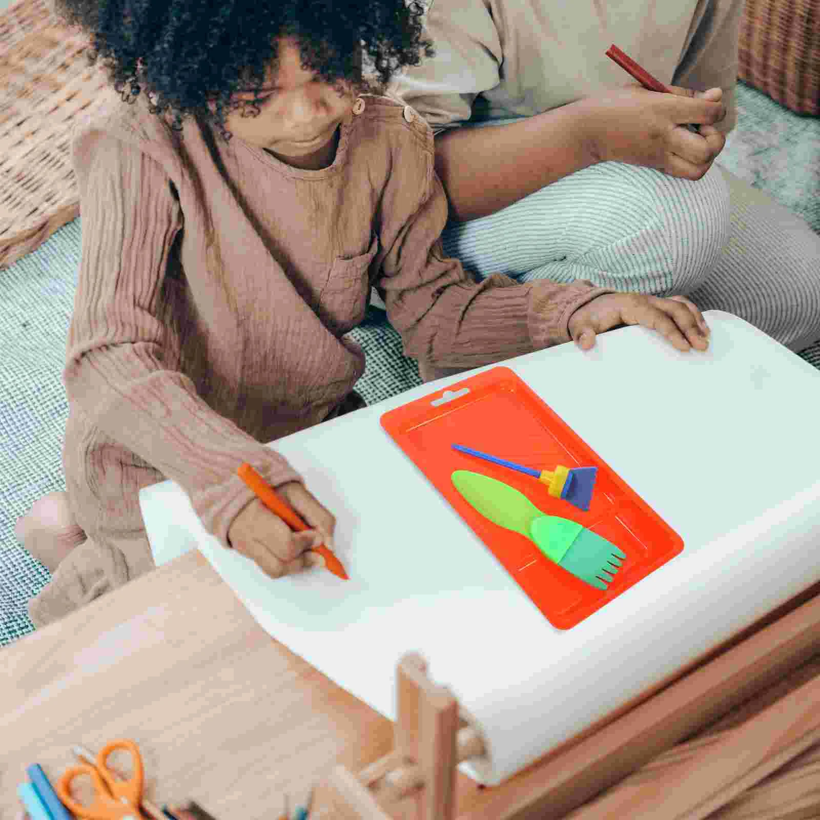 

2 Sets Children Painting Brushes Sponge Roller Brushes Kids Painting Tools Sponge Brushes with Tray