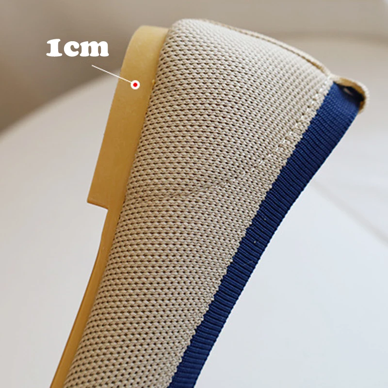 Breathable Mesh Knit Ballet Flats Women Moccasins 2022 Rubber Sole Flat Dress Shoes Low Loafers Pointed Toe Ballerina Summer