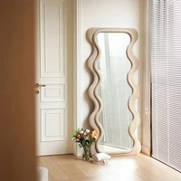 large wavy full body mirror aesthetic shower irregular light makeup mirrormagnifying nordic decoration maison decoration home