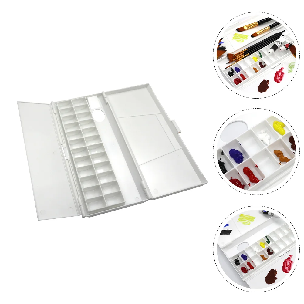 

Gouache Plate Box Palette Empty Watercolor Holder Painting Tools Pans Trays Mixer Fixing Plate Case Artist Student Plastic