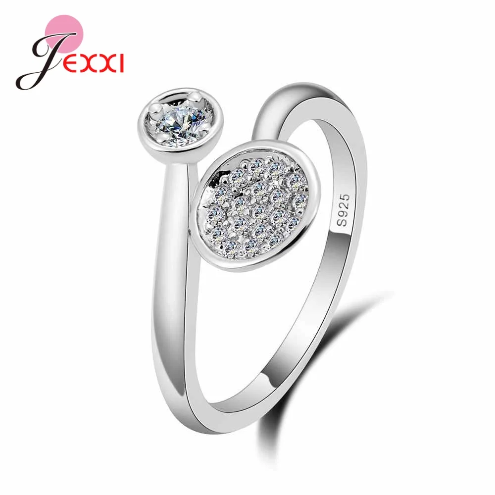 

925 Sterling Silver New Woman Fashion Jewelry High Quality Crystal Zircon Simple Flower-shaped Opening Size Adjustable Ring