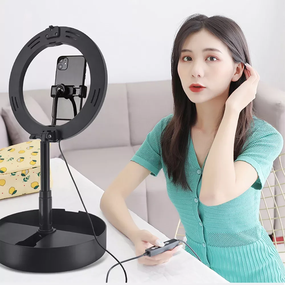 

Storage type LED Selfie Ring Light 26cm Three-color-temperature Arc Photography live Fill Light Lamp Trepied Streaming