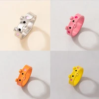4style creative cute pink red pig rings popular lucky piggy animal couple series jewelry for women fashion travel jewelry gifts