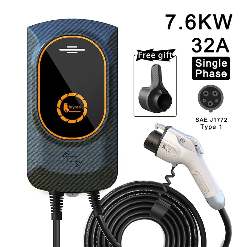 Feyree EV зарядное устройство тип 2 кабель 32A 7KW EVSE обои адаптер типа 1 j1772 1-фазный для