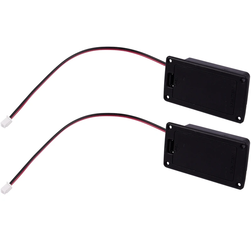 

2X Active Bass Guitar Pickup 9V Battery Boxs/Holder/Case/Compartment Cover With Metal Contacts Spring And 2 Pin Plug