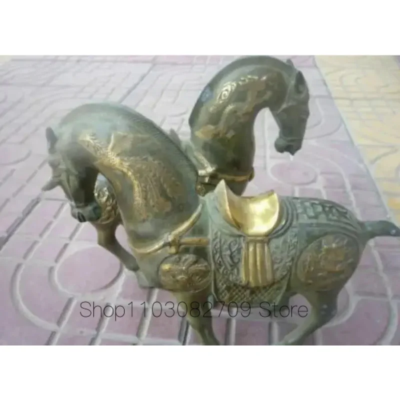 Династия Цин (QianLong1736-1792) бронзовая позолоченная статуя лошади/скульптура пара