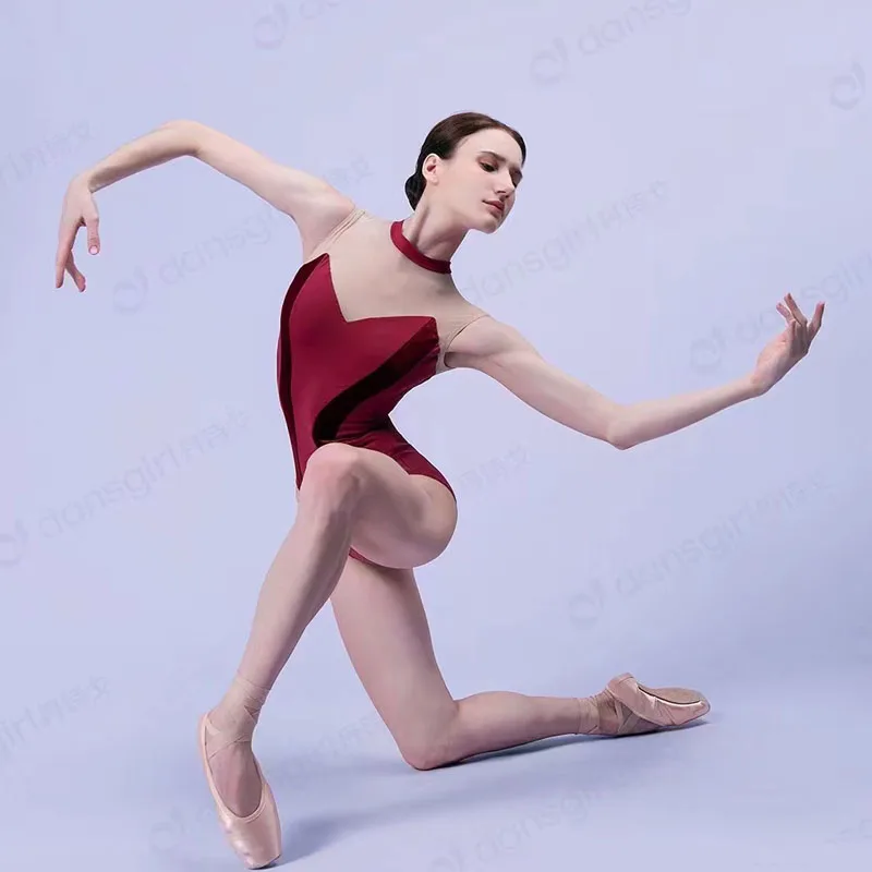 

Женское гимнастическое трико без рукавов, привлекательное Сетчатое боди с круглым вырезом и вышивкой, костюмы высокого качества